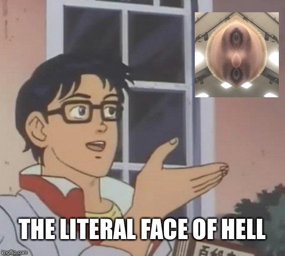 Is This A Pigeon Meme | THE LITERAL FACE OF HELL | image tagged in memes,is this a pigeon | made w/ Imgflip meme maker