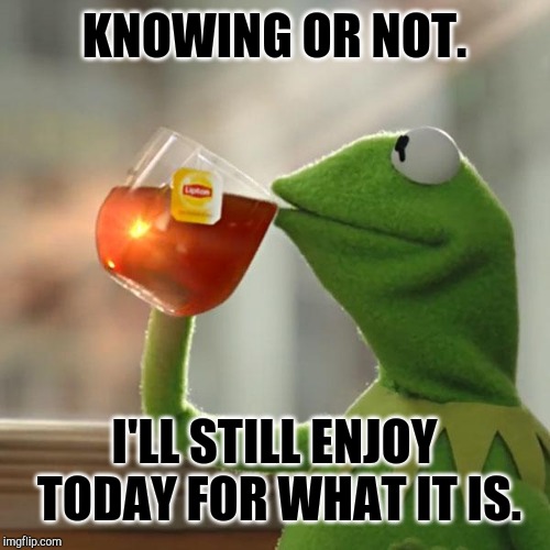 But That's None Of My Business Meme | KNOWING OR NOT. I'LL STILL ENJOY TODAY FOR WHAT IT IS. | image tagged in memes,but thats none of my business,kermit the frog | made w/ Imgflip meme maker