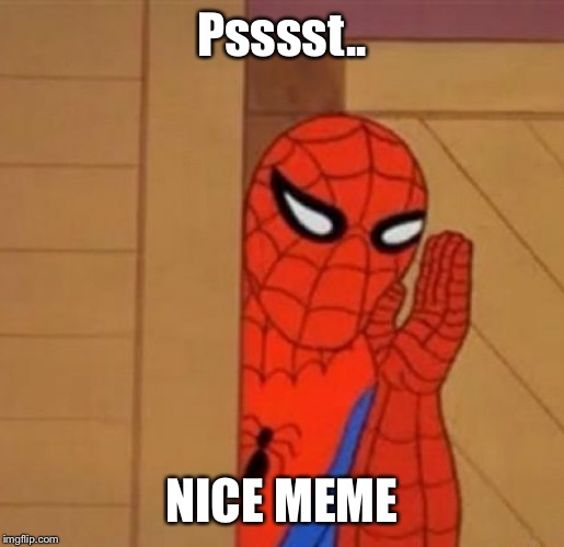 Spider-Man Whisper | Psssst.. NICE MEME | image tagged in spider-man whisper | made w/ Imgflip meme maker