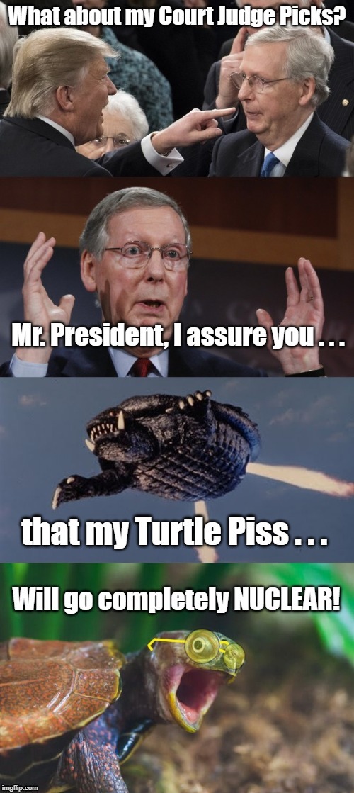 McConnell & GOP Going Nuclear on Judge Nominations | image tagged in judge nominations,senate judiciary commttee,mitch mcconnell | made w/ Imgflip meme maker