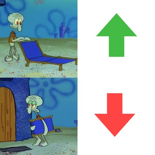 100% imgflip logic | image tagged in squidwards lounge chair,upvote,downvote | made w/ Imgflip meme maker