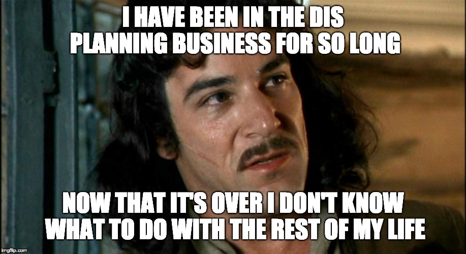 I HAVE BEEN IN THE DIS PLANNING BUSINESS FOR SO LONG; NOW THAT IT'S OVER I DON'T KNOW WHAT TO DO WITH THE REST OF MY LIFE | made w/ Imgflip meme maker
