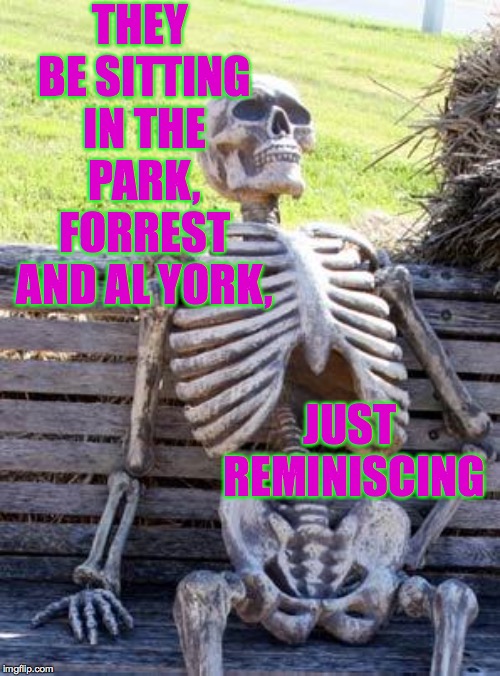 Waiting Skeleton Meme | THEY BE SITTING IN THE PARK, FORREST AND AL YORK, JUST REMINISCING | image tagged in memes,waiting skeleton | made w/ Imgflip meme maker