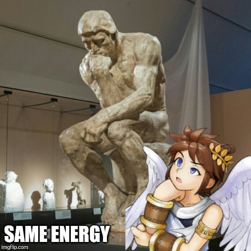 Pit the Thinker | SAME ENERGY | image tagged in gaming,nintendo,the thinker | made w/ Imgflip meme maker