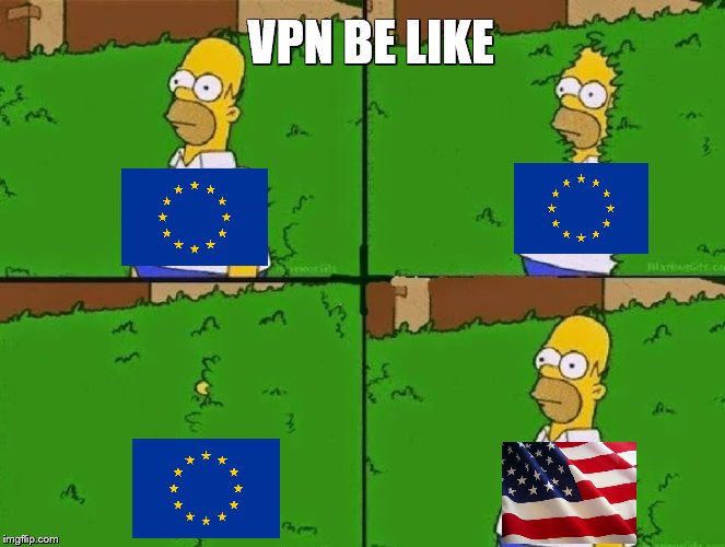 HOMER BUSH | VPN BE LIKE | image tagged in homer bush,europe,funny,memes,funny memes | made w/ Imgflip meme maker