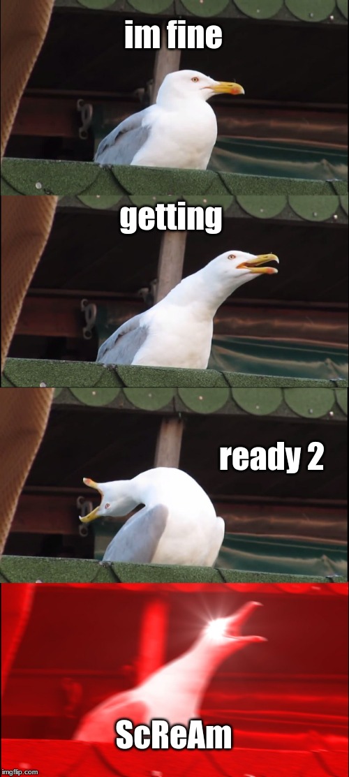 Inhaling Seagull Meme | im fine; getting; ready 2; ScReAm | image tagged in memes,inhaling seagull | made w/ Imgflip meme maker