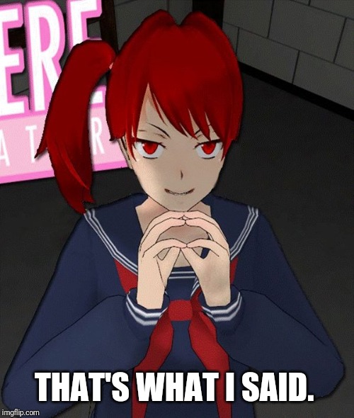 Yandere Evil Girl | THAT'S WHAT I SAID. | image tagged in yandere evil girl | made w/ Imgflip meme maker