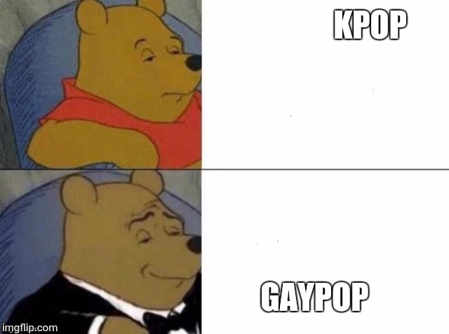 Tuxedo Winnie The Pooh Meme | KPOP; GAYPOP | image tagged in tuxedo winnie the pooh | made w/ Imgflip meme maker