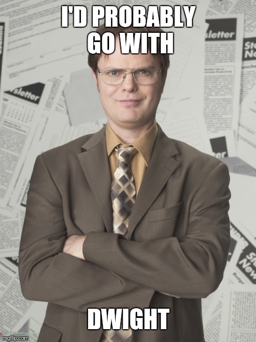 Dwight Schrute 2 Meme | I'D PROBABLY GO WITH DWIGHT | image tagged in memes,dwight schrute 2 | made w/ Imgflip meme maker