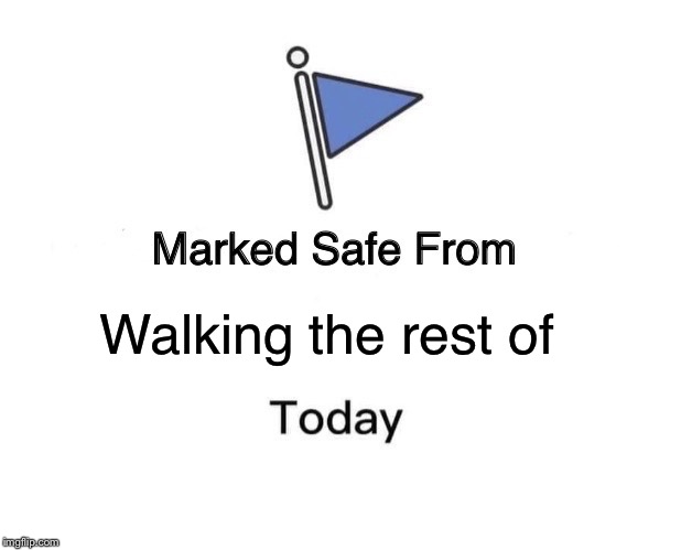 Marked Safe From Meme | Walking the rest of | image tagged in memes,marked safe from | made w/ Imgflip meme maker