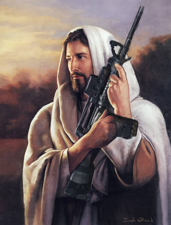 Assault Rifle Jesus Blank Meme Template
