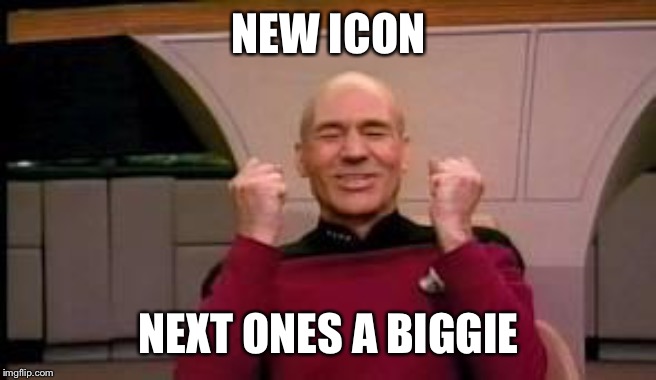 Happy Picard | NEW ICON NEXT ONES A BIGGIE | image tagged in happy picard | made w/ Imgflip meme maker