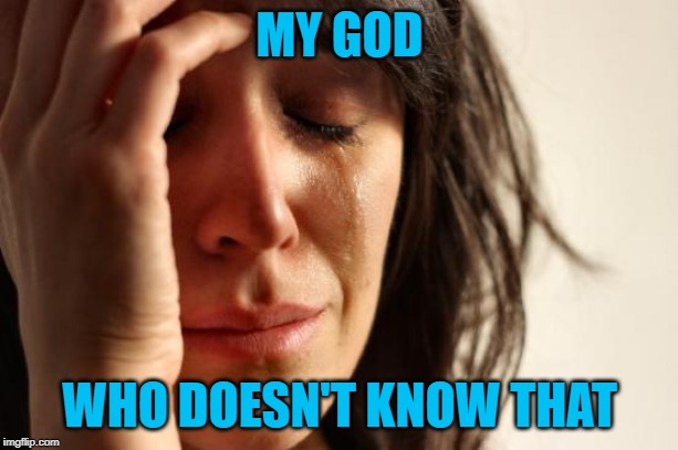 First World Problems Meme | MY GOD WHO DOESN'T KNOW THAT | image tagged in memes,first world problems | made w/ Imgflip meme maker
