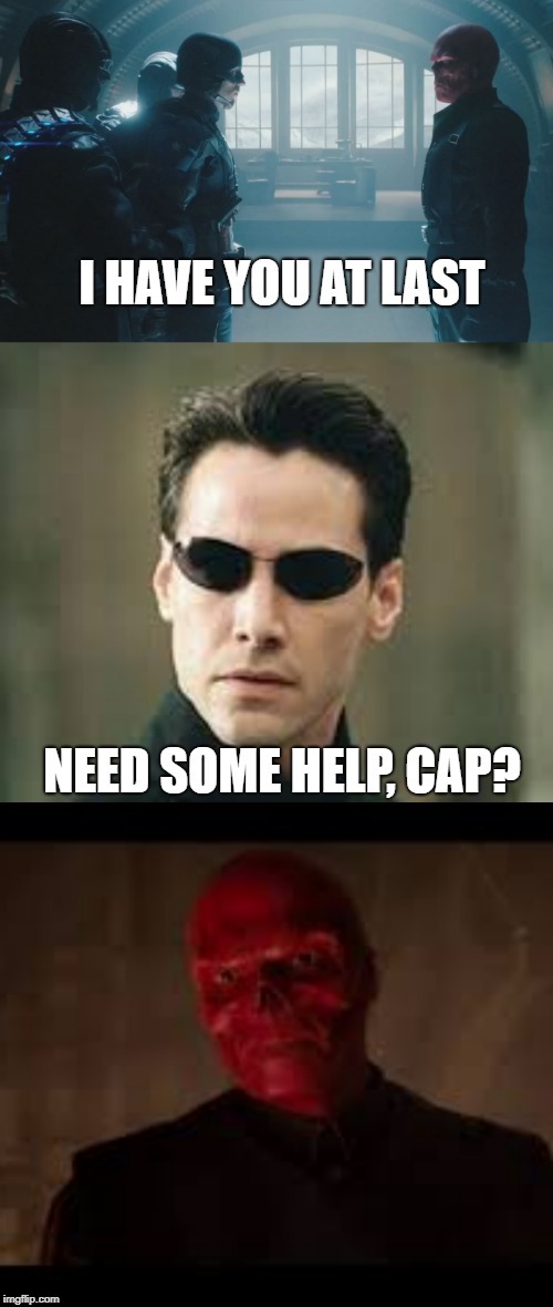 Neo helps captain america against redskull | image tagged in matrix,captain america,red skull | made w/ Imgflip meme maker
