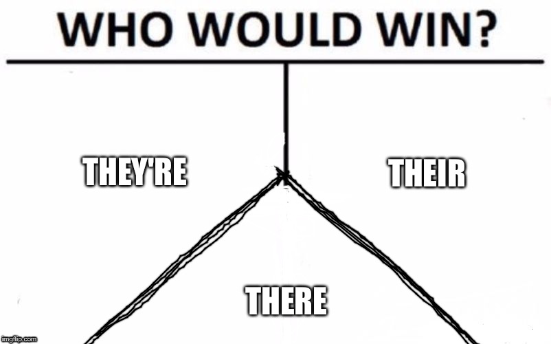 Who Would Win? Meme | THEY'RE THEIR THERE | image tagged in memes,who would win | made w/ Imgflip meme maker
