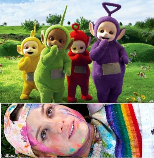 image tagged in teletubbies giggle | made w/ Imgflip meme maker