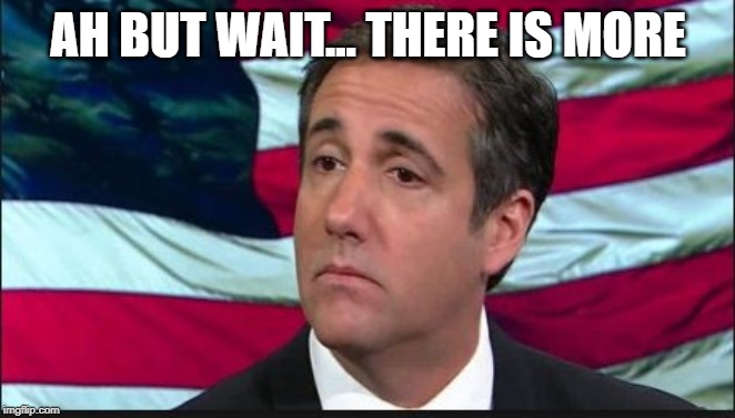 Michael Cohen | AH BUT WAIT... THERE IS MORE | image tagged in michael cohen | made w/ Imgflip meme maker