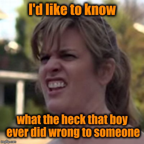 seriously? | I'd like to know what the heck that boy ever did wrong to someone | image tagged in seriously | made w/ Imgflip meme maker