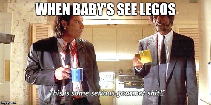 This is some serious gourmet shit | WHEN BABY'S SEE LEGOS | image tagged in this is some serious gourmet shit | made w/ Imgflip meme maker