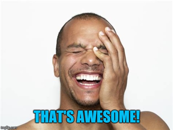 Laughing guy | THAT'S AWESOME! | image tagged in laughing guy | made w/ Imgflip meme maker