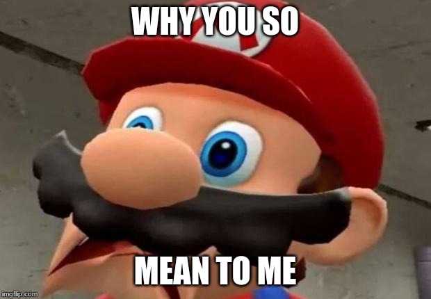 Mario WTF | WHY YOU SO; MEAN TO ME | image tagged in mario wtf | made w/ Imgflip meme maker