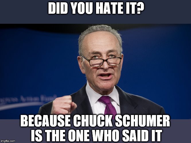 chuck Schumer | DID YOU HATE IT? BECAUSE CHUCK SCHUMER IS THE ONE WHO SAID IT | image tagged in chuck schumer | made w/ Imgflip meme maker