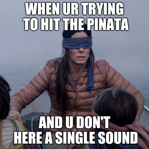 me | WHEN UR TRYING TO HIT THE PINATA; AND U DON'T HERE A SINGLE SOUND | image tagged in memes,bird box,relatable,funny | made w/ Imgflip meme maker
