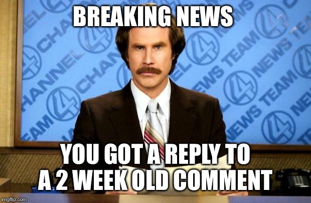 BREAKING NEWS | BREAKING NEWS YOU GOT A REPLY TO A 2 WEEK OLD COMMENT | image tagged in breaking news | made w/ Imgflip meme maker