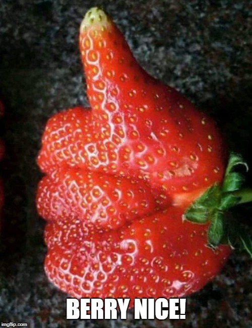 Strawberry Approval | BERRY NICE! | image tagged in strawberry,berry,nice,approval | made w/ Imgflip meme maker