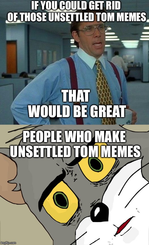 That would be great | IF YOU COULD GET RID OF THOSE UNSETTLED TOM MEMES; THAT WOULD BE GREAT; PEOPLE WHO MAKE UNSETTLED TOM MEMES | image tagged in memes,that would be great,unsettled tom | made w/ Imgflip meme maker