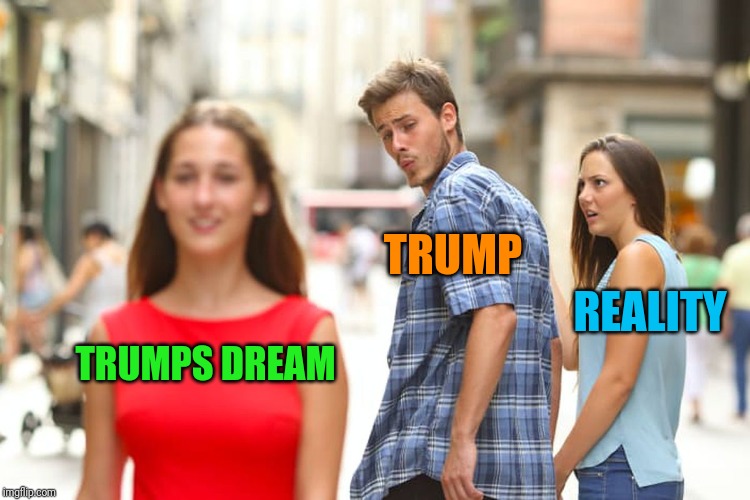 Distracted Boyfriend Meme | TRUMPS DREAM TRUMP REALITY | image tagged in memes,distracted boyfriend | made w/ Imgflip meme maker