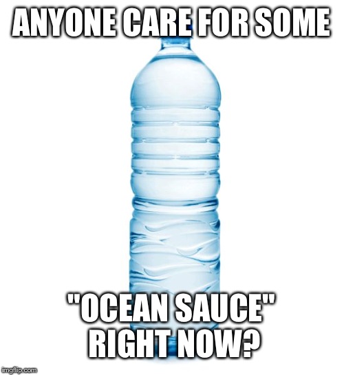 water bottle  | ANYONE CARE FOR SOME; "OCEAN SAUCE" RIGHT NOW? | image tagged in water bottle | made w/ Imgflip meme maker