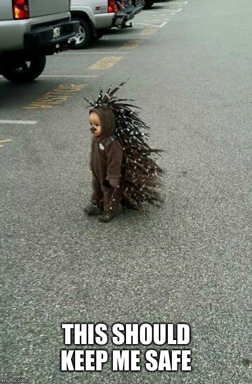 PorcupineKid | THIS SHOULD KEEP ME SAFE | image tagged in porcupinekid | made w/ Imgflip meme maker