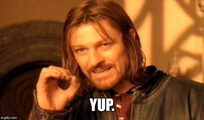 One Does Not Simply Meme | YUP. | image tagged in memes,one does not simply | made w/ Imgflip meme maker