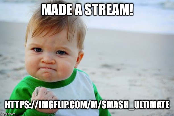 Success Kid Original | MADE A STREAM! HTTPS://IMGFLIP.COM/M/SMASH_ULTIMATE | image tagged in memes,success kid original | made w/ Imgflip meme maker