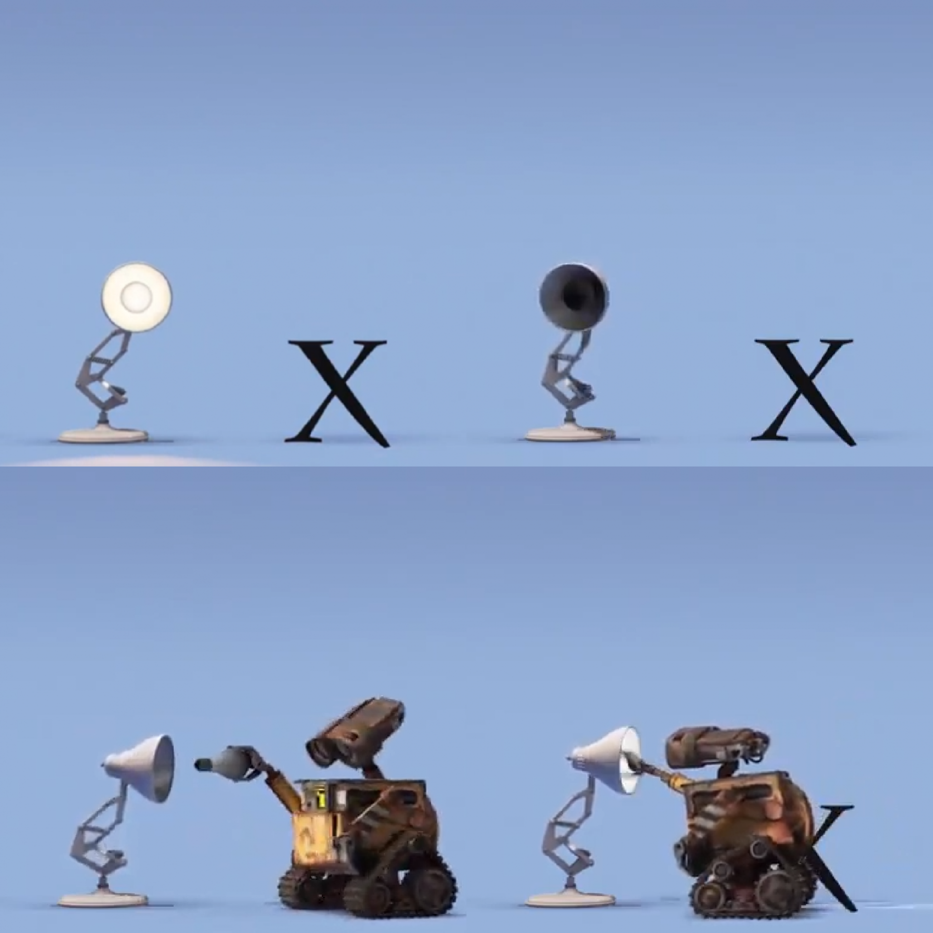 Wall-E replacing Pixar Lamp's lightbulb Meme Generator. 
