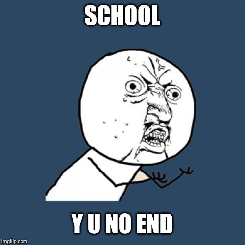 Y U No Meme | SCHOOL; Y U NO END | image tagged in memes,y u no | made w/ Imgflip meme maker