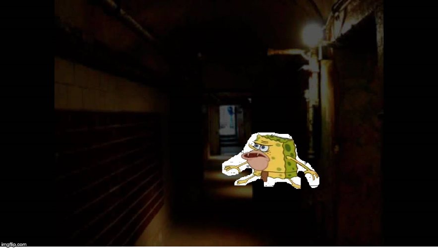 when you lumbering full sasquatch at 2 AM and you hear a creaking floorboard | image tagged in spongegar | made w/ Imgflip meme maker