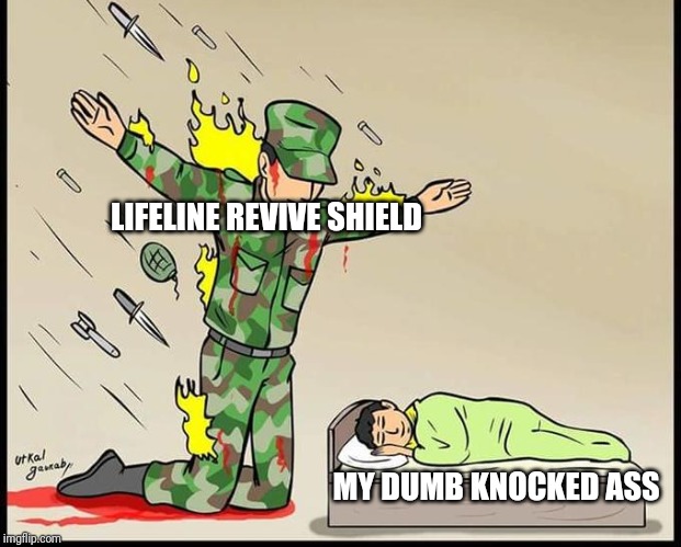 Lifeline | LIFELINE REVIVE SHIELD; MY DUMB KNOCKED ASS | image tagged in funny | made w/ Imgflip meme maker