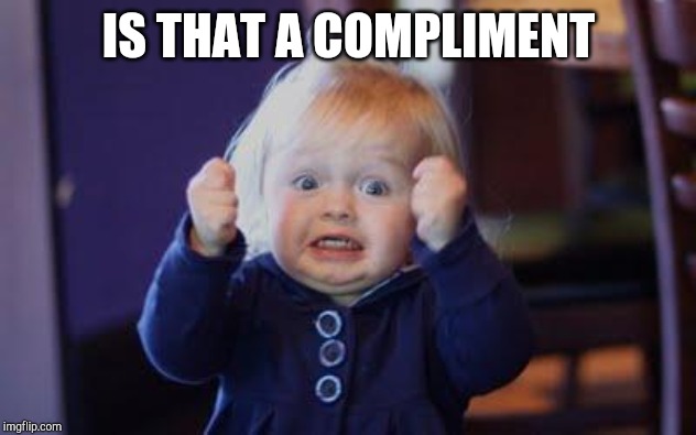 excited kid | IS THAT A COMPLIMENT | image tagged in excited kid | made w/ Imgflip meme maker