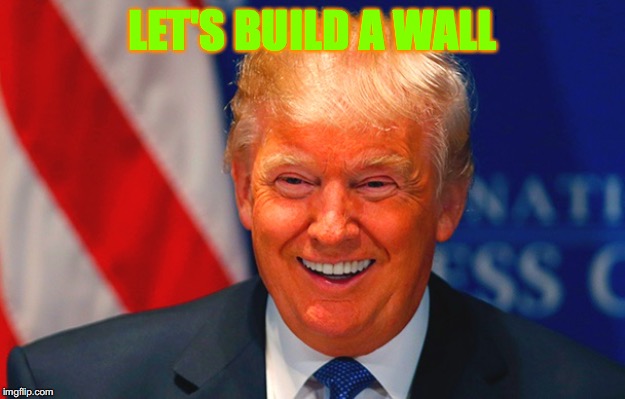 Orange Trump | LET'S BUILD A WALL | image tagged in orange trump | made w/ Imgflip meme maker