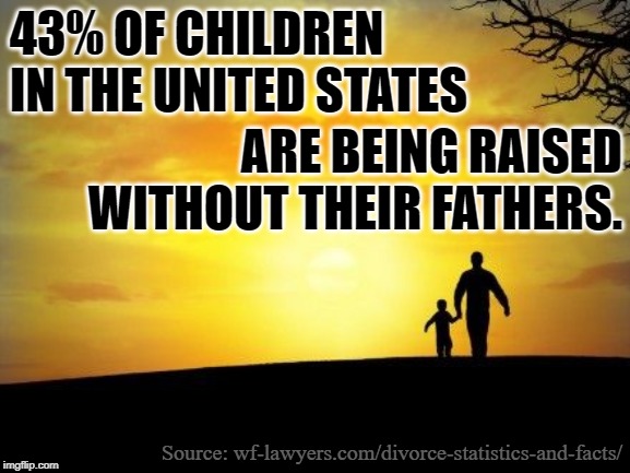 Where Have All The Fathers Gone? | 43% OF CHILDREN IN THE UNITED STATES; ARE BEING RAISED WITHOUT THEIR FATHERS. Source: wf-lawyers.com/divorce-statistics-and-facts/ | image tagged in father's day,statistics,fathers,children,parents,divorce | made w/ Imgflip meme maker
