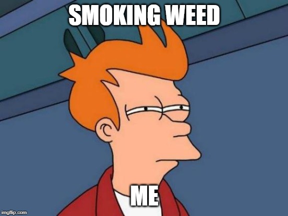 Hmmmm | SMOKING WEED; ME | image tagged in memes,futurama fry | made w/ Imgflip meme maker