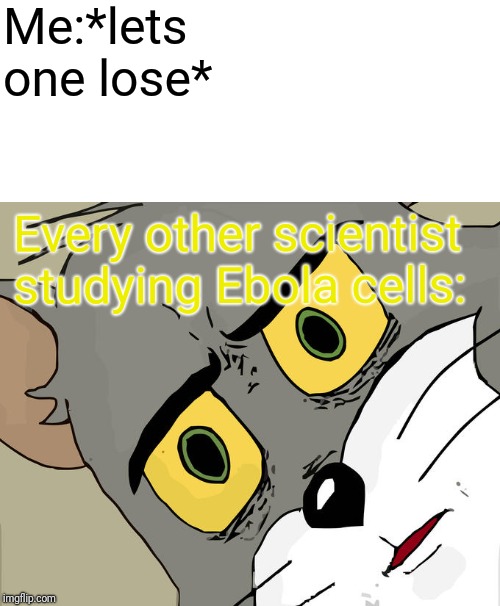 Unsettled Tom | Me:*lets one lose*; Every other scientist studying Ebola cells: | image tagged in memes,unsettled tom | made w/ Imgflip meme maker