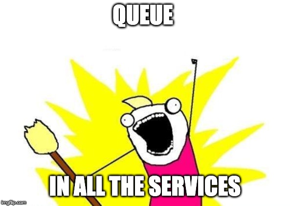 X All The Y Meme | QUEUE; IN ALL THE SERVICES | image tagged in memes,x all the y | made w/ Imgflip meme maker