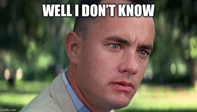 gump | WELL I DON’T KNOW | image tagged in gump | made w/ Imgflip meme maker