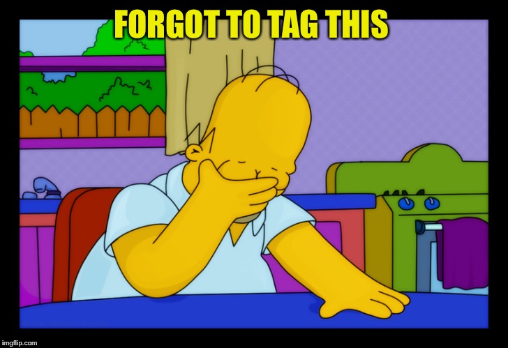 Homer head in hands | FORGOT TO TAG THIS | image tagged in homer head in hands | made w/ Imgflip meme maker