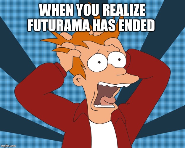Futurama Fry screaming | WHEN YOU REALIZE FUTURAMA HAS ENDED | image tagged in futurama fry screaming | made w/ Imgflip meme maker