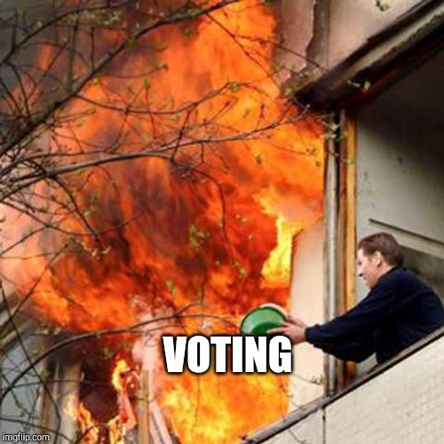 fire idiot bucket water | VOTING | image tagged in fire idiot bucket water | made w/ Imgflip meme maker