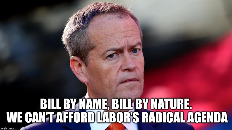 BILL BY NAME, BILL BY NATURE. WE CAN’T AFFORD LABOR’S RADICAL AGENDA | image tagged in politics | made w/ Imgflip meme maker